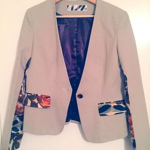 Biege Blazer w/ Silk Flower Accents